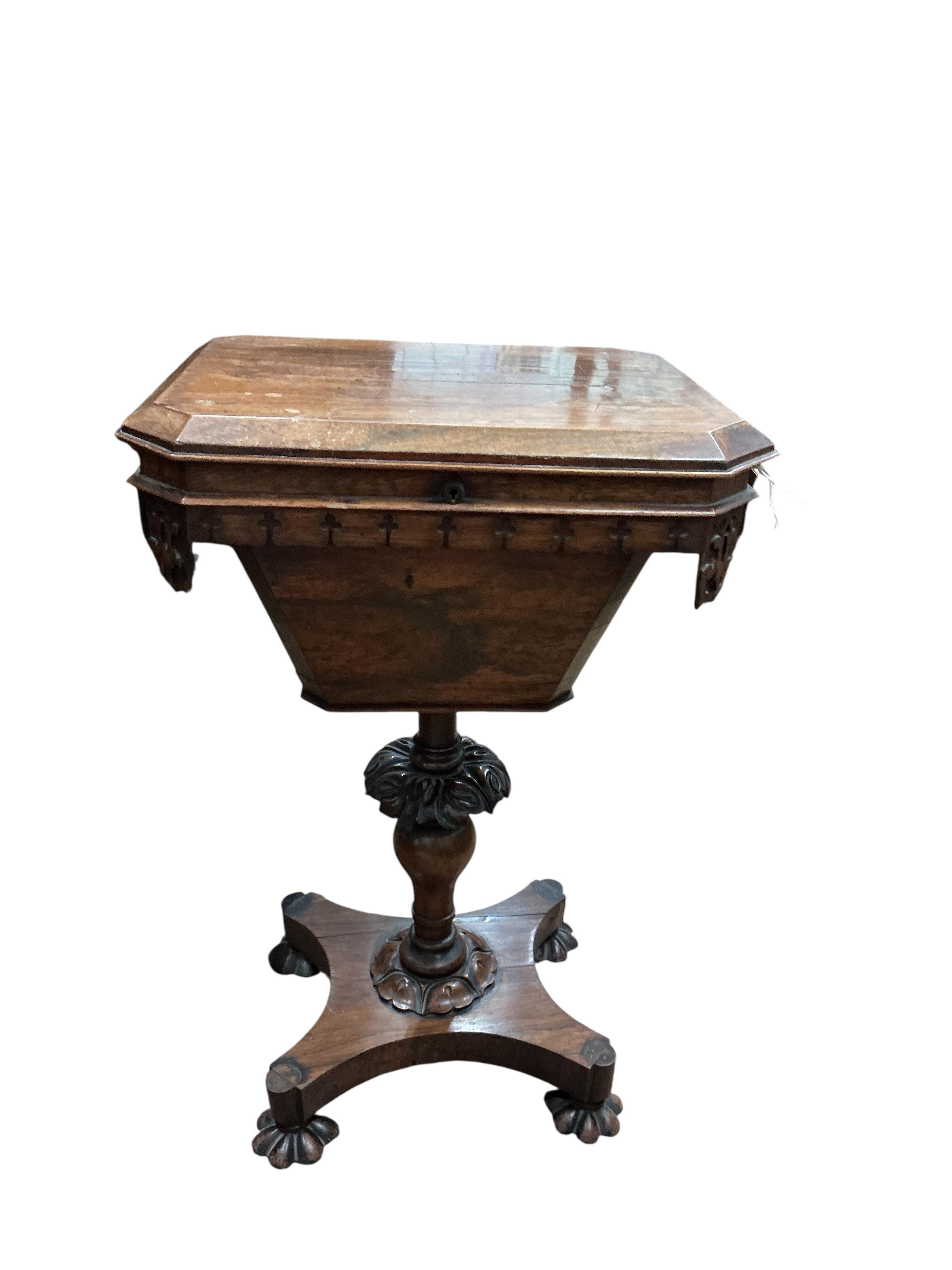 A William IV rosewood work table, width 48cm, depth 40cm, height 74cm